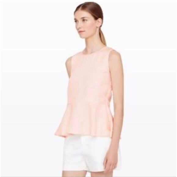 NEW Club Monaco Seymour Linen Blend Peplum Sleeveless Pale Pink Top Size Small - Picture 2 of 9